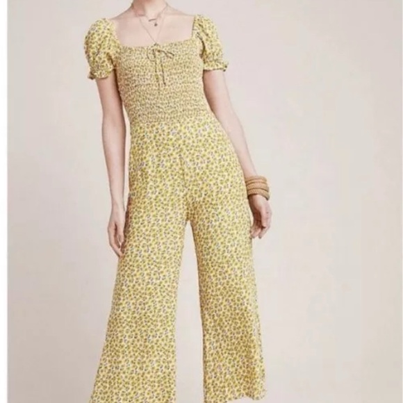 Faithfull The Brand Daisy Floral Smocked Della Jumpsuit sz small - Picture 12 of 14